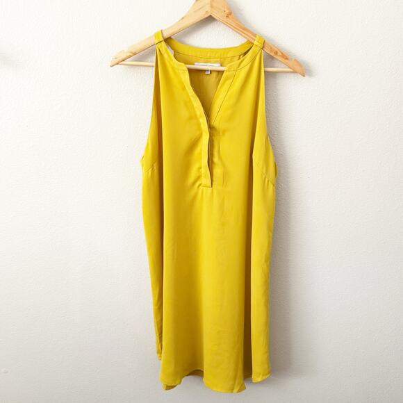 NAKED ZEBRA | Mustard Yellow Halted High Split Neck Tank Swing Dress | Size XL - Picture 1 of 7